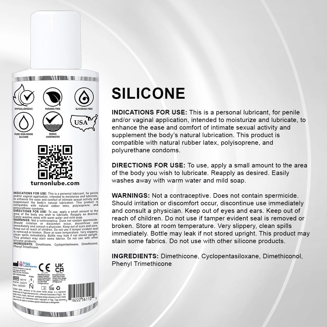 Turn On Lubricante prémium a base de silicona, de larga duración y...