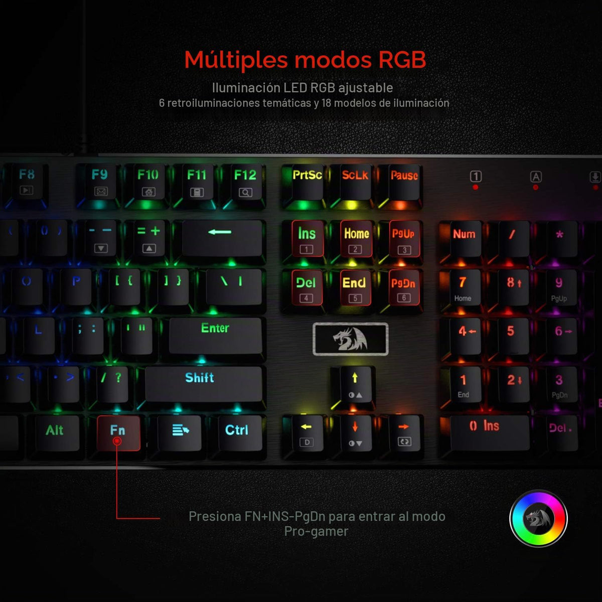 Redragon K556 teclado para juegos mecánicos con cable y luz posteri...