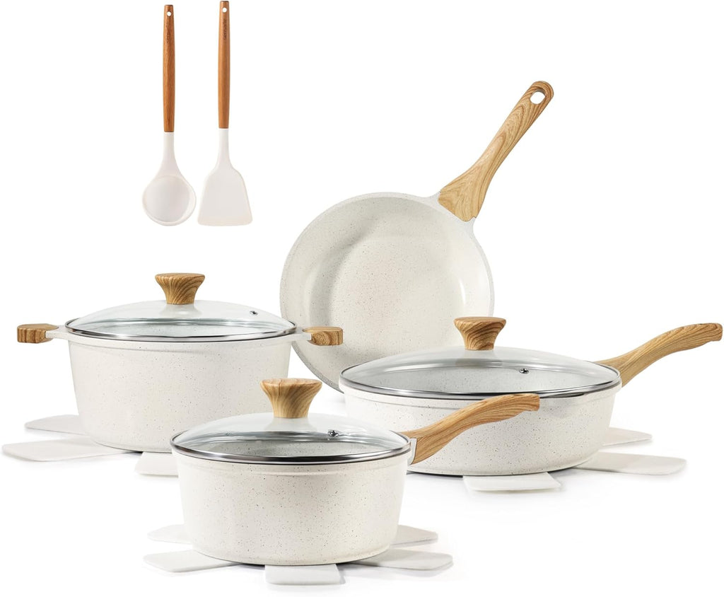 SENSARTE Juego de utensilios de cocina de cerámica antiadherente de...