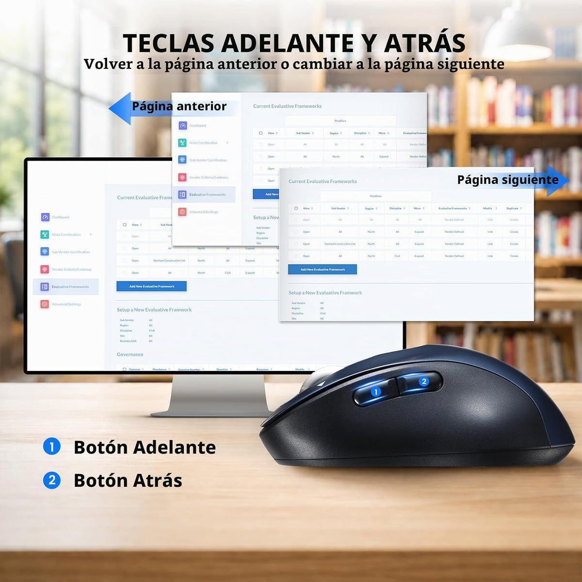 Ratón inalámbrico Bluetooth para portátil, USB+BT×2, carga USB-C, r...