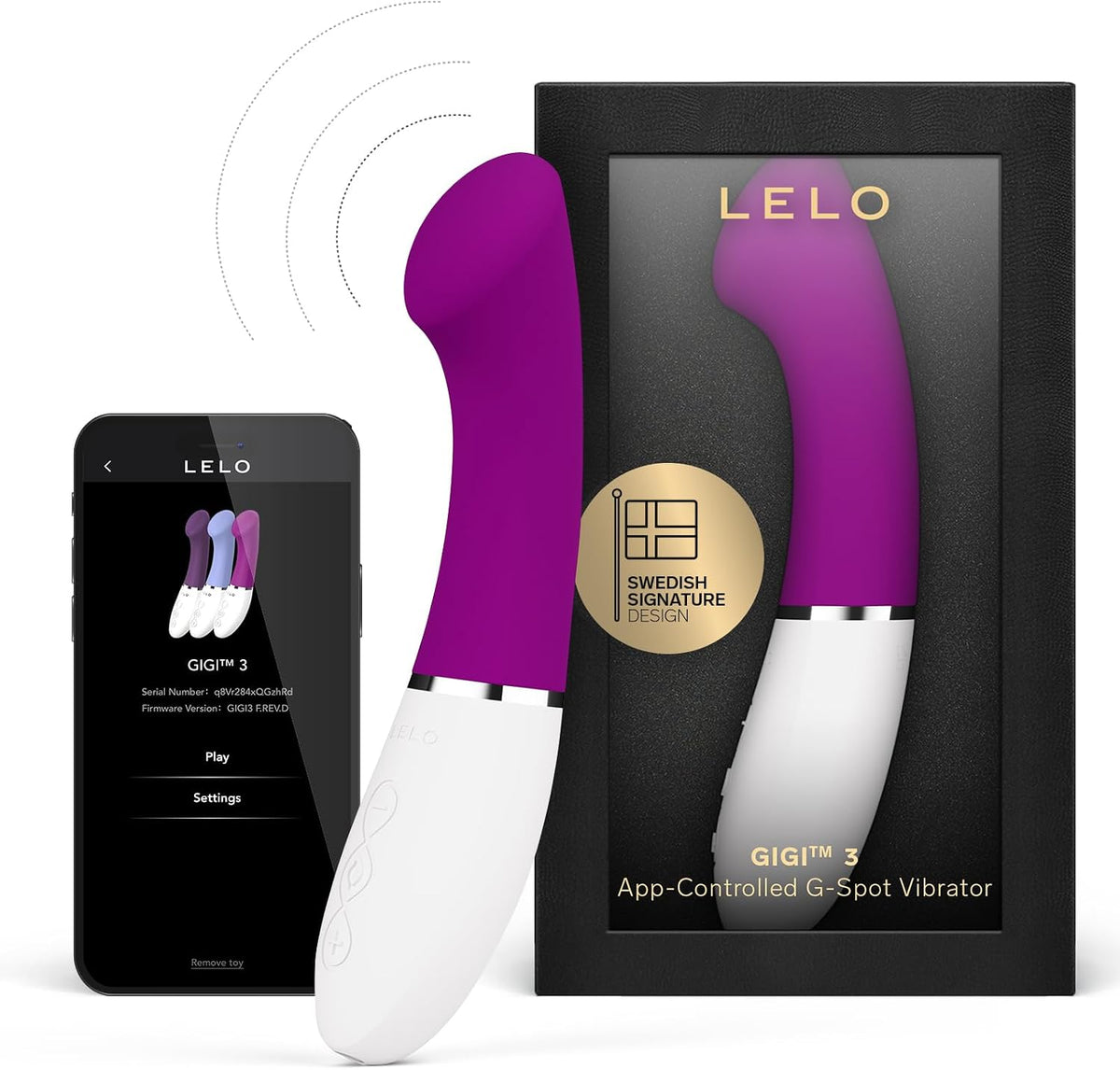 LELO Gigi 3 - Vibrador de punto G controlado por aplicación, 8 ajus...