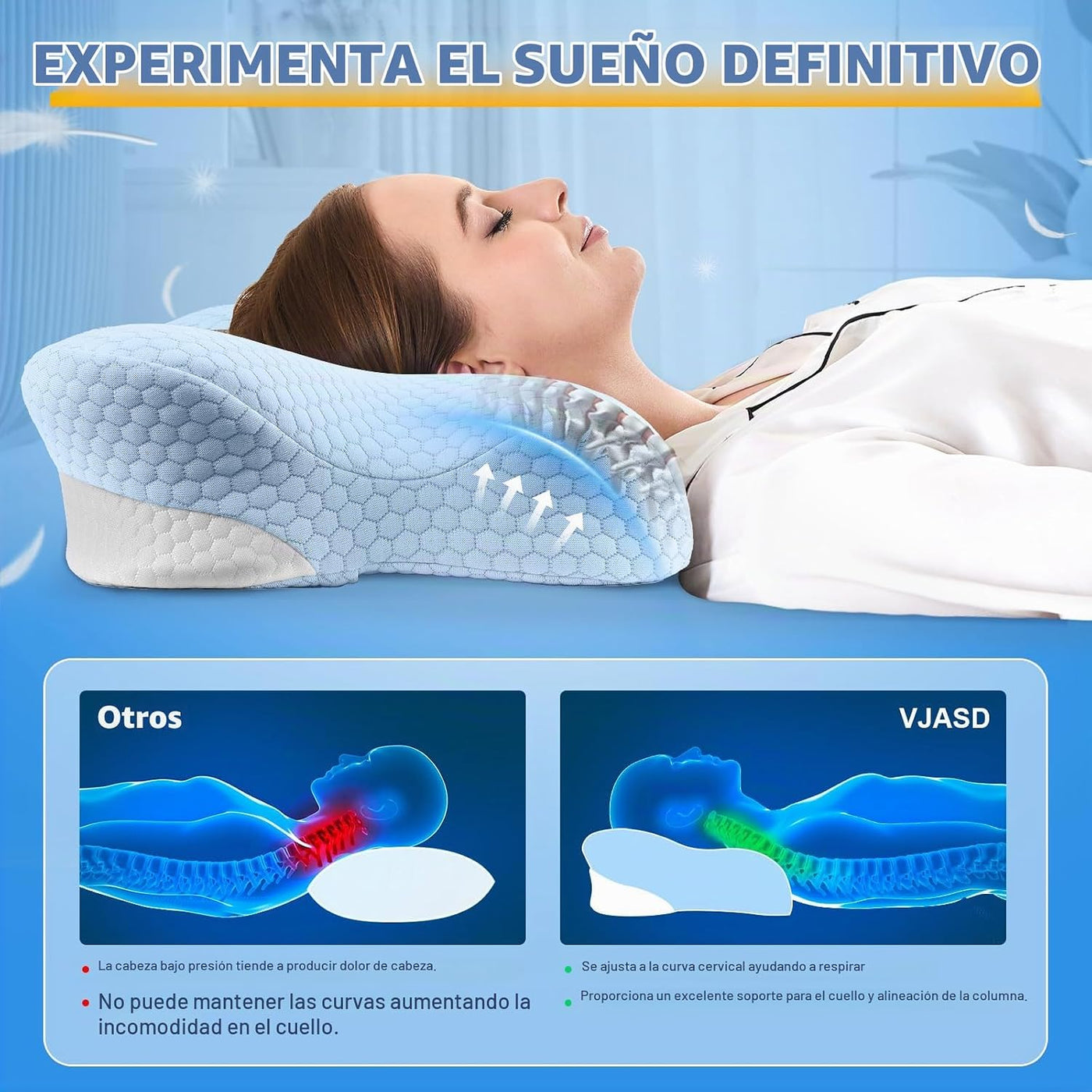 Almohadas cervicales para el cuello con espuma viscoelástica, almoh...