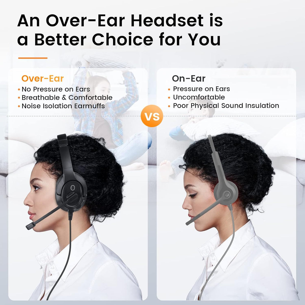 EKSA Auriculares con micrófono para laptop, auriculares con cable p...