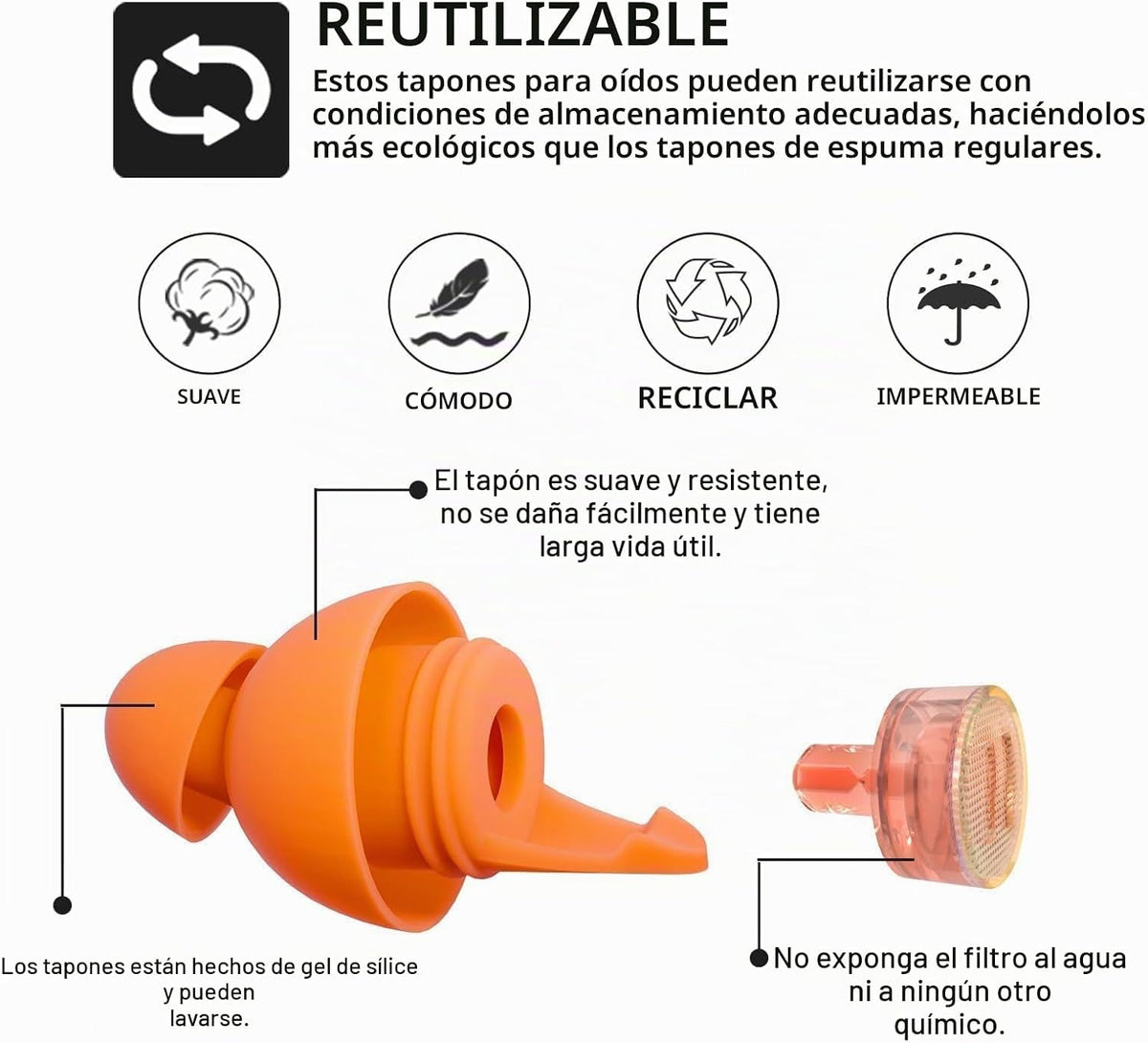 LYSIAN Tapones para los oídos de concierto de alta fidelidad, 23 dB...