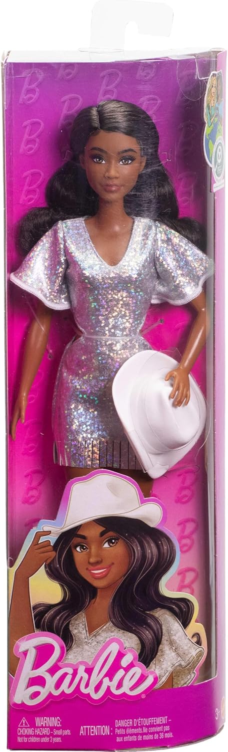 Muñeca Barbie Fashionistas #239 con cabello negro, atuendo con temá...