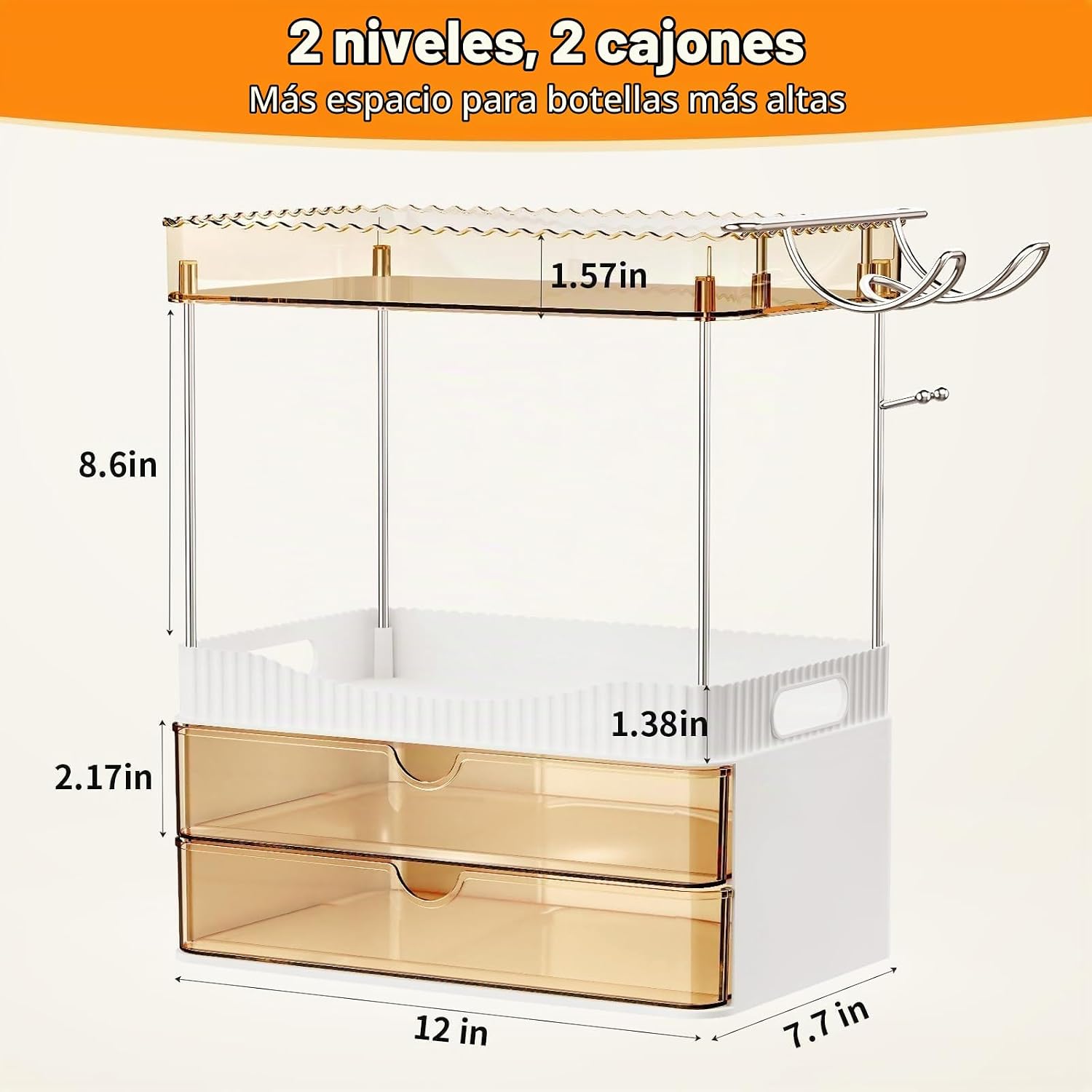 TasticTotes Organizador de mostrador de baño con soporte para secad...