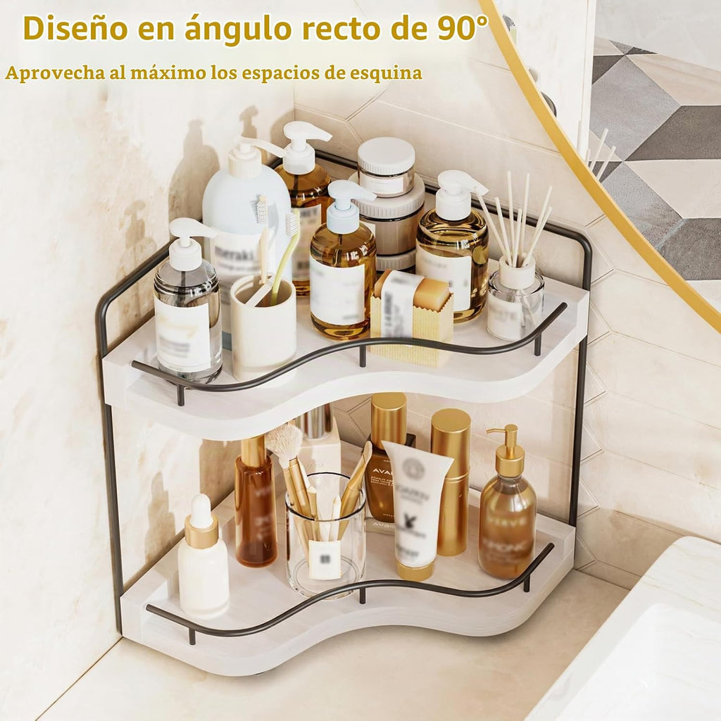 Aollewoiti Organizador esquinero de 2 niveles para encimera de baño...