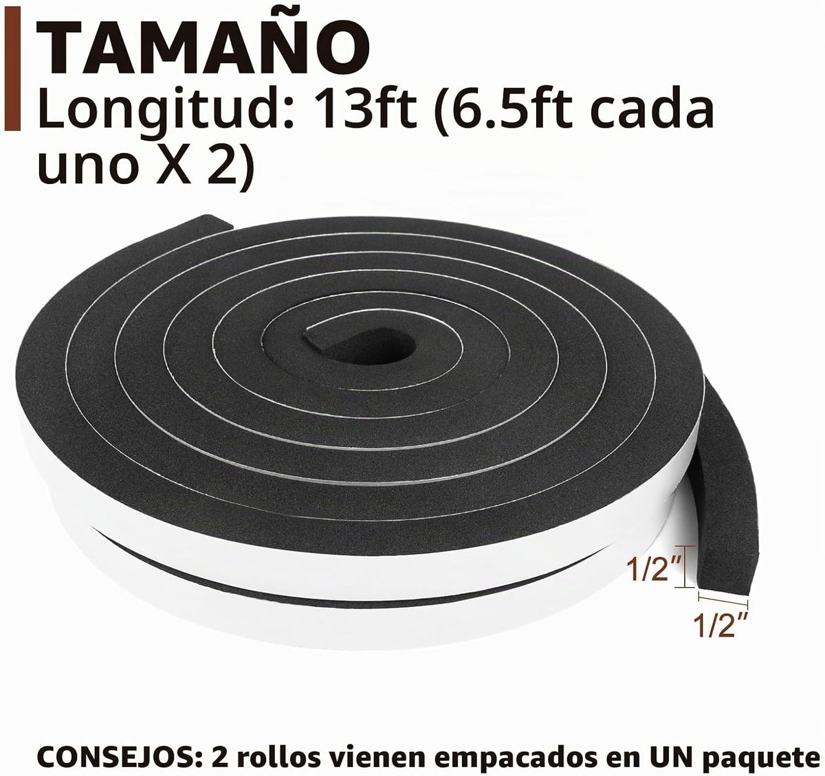 Yotache - 2 rollos de burlete de aislamiento para ventana de 1\/2&#...