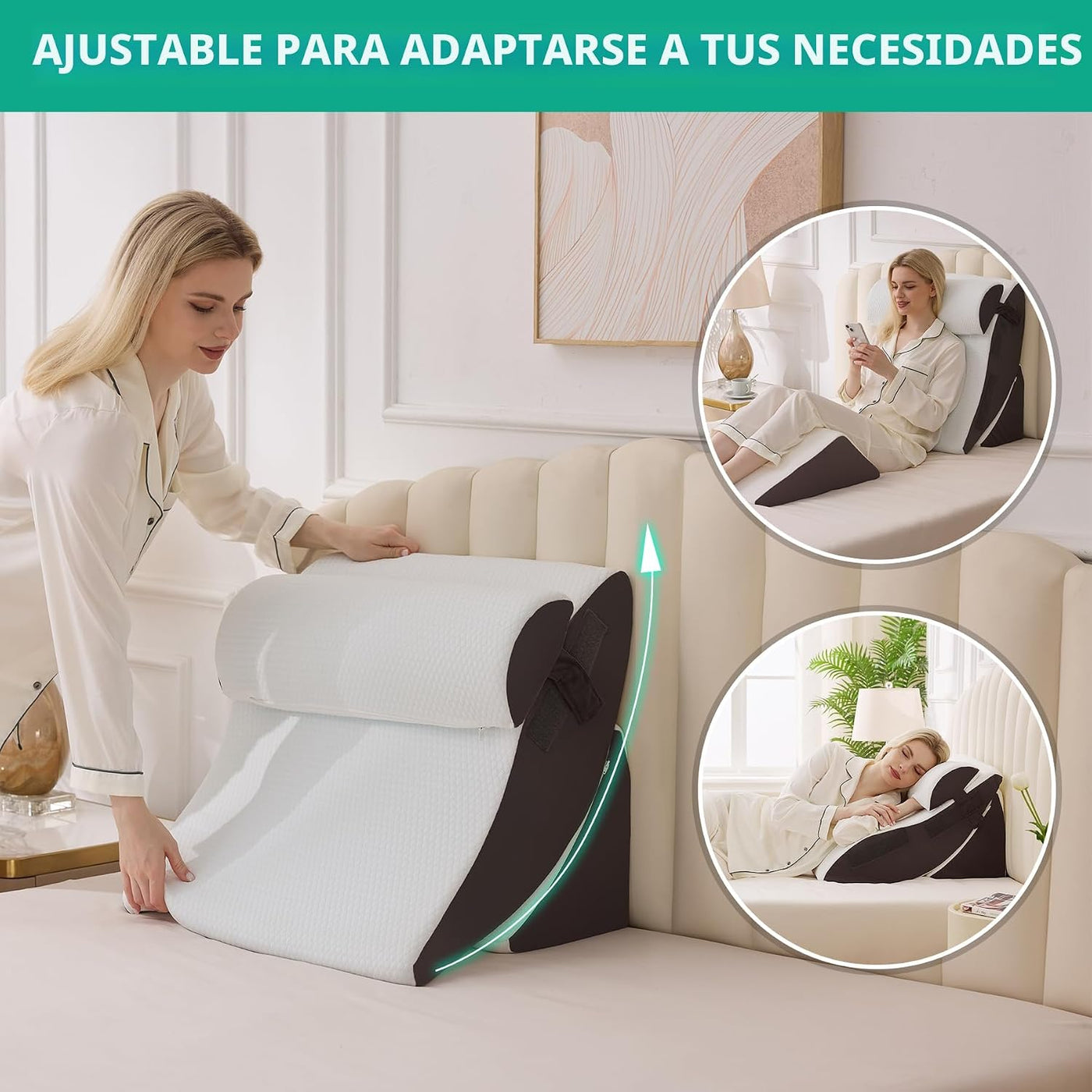 Bambulex Juego de 4 almohadas de cuña para después de la cirugía, b...
