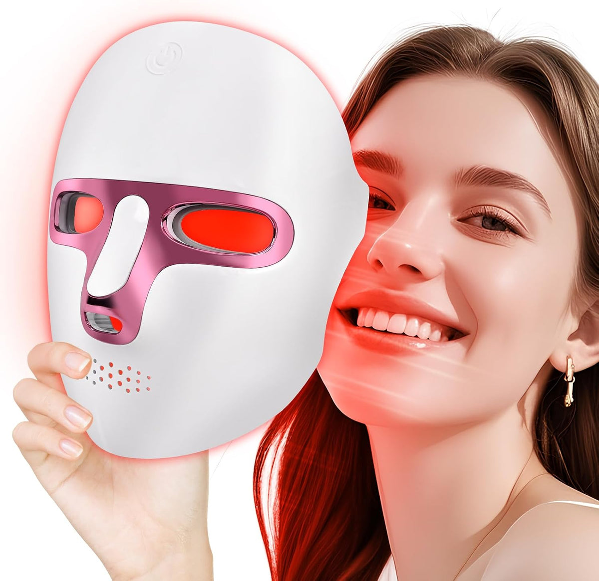 Terapia de luz roja para cara, máscara facial LED de 7 colores, rec...