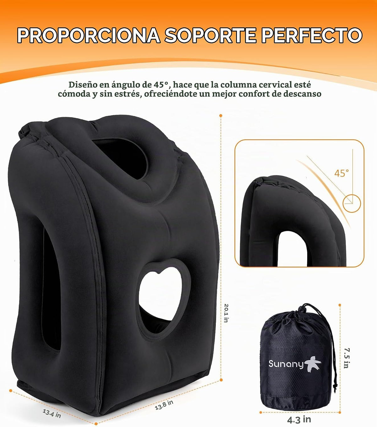 Sunany Almohada de viaje, almohada de avión mejorada para vuelos la...