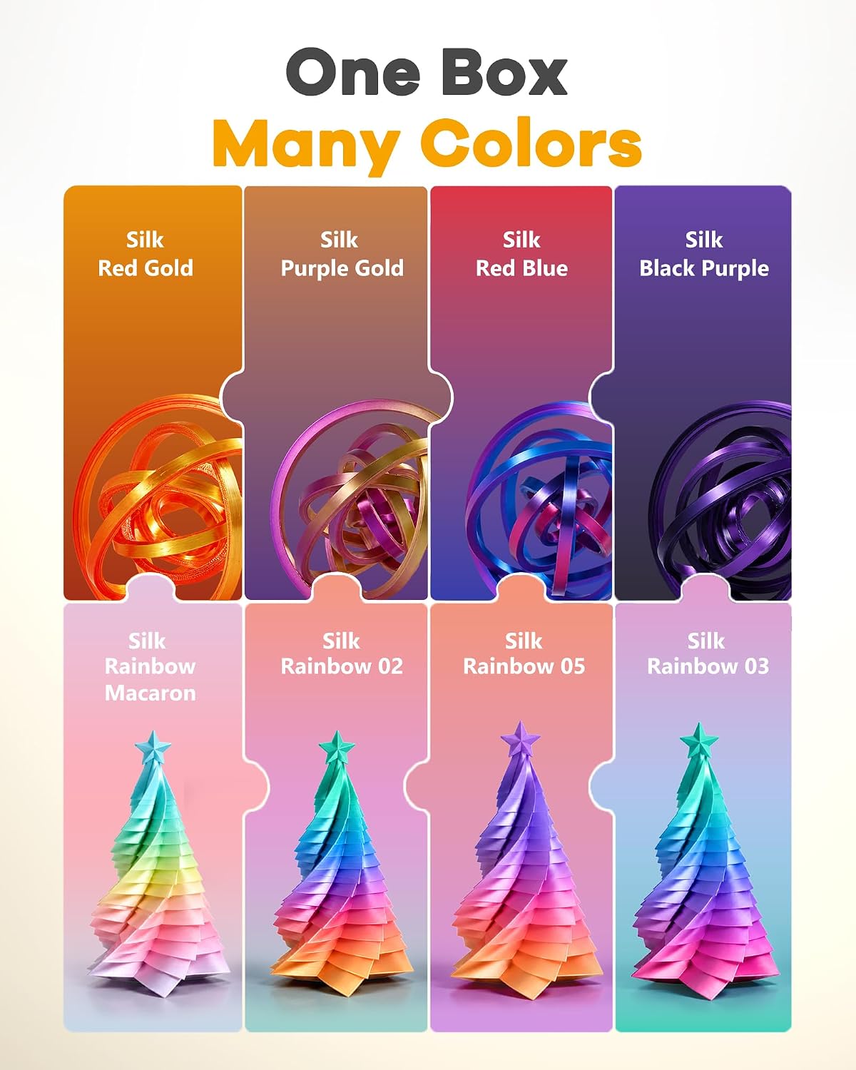YOOPAI Filamento PLA Silk Rainbow de 0.07 in, paquete de inicio de...