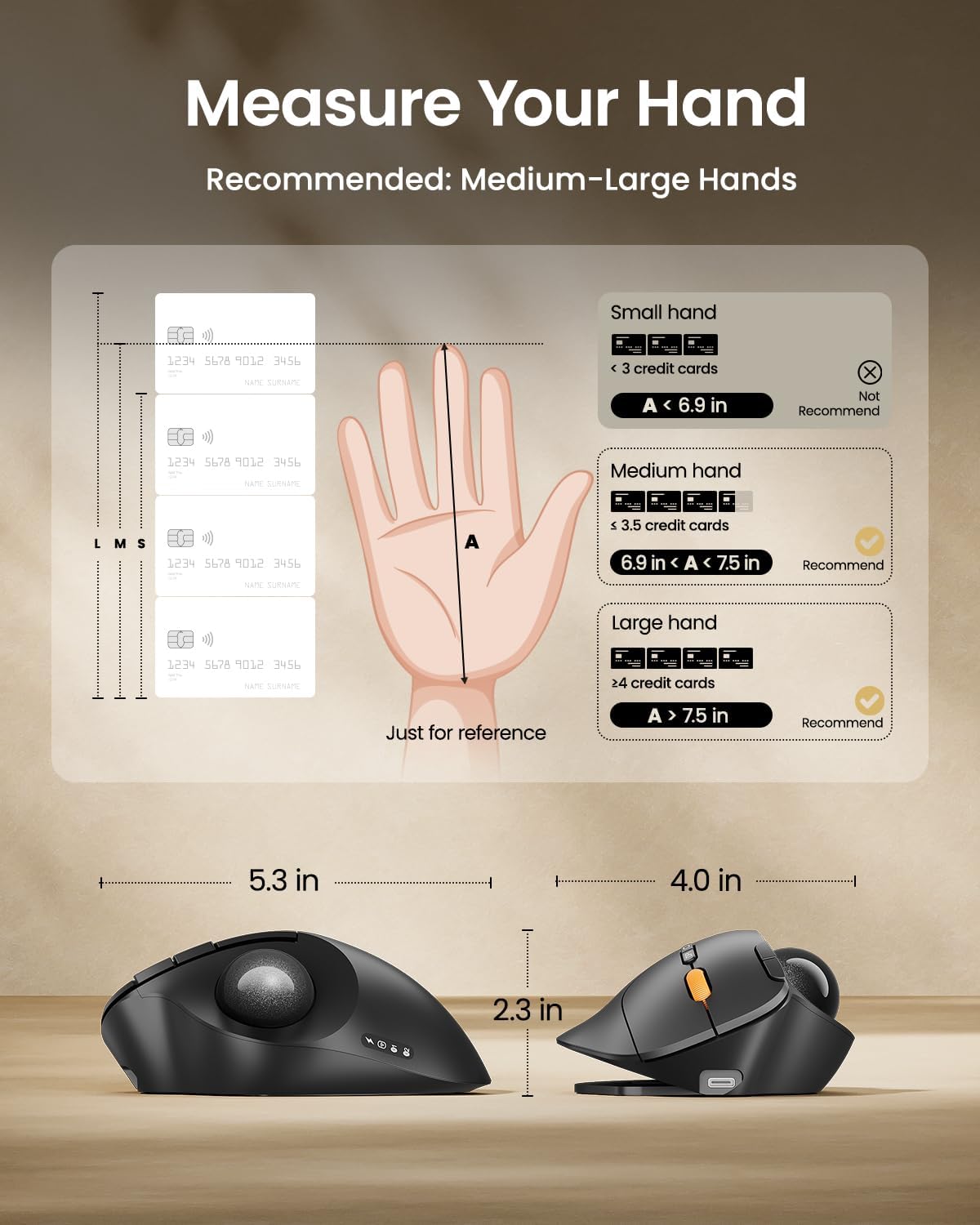 ProtoArc Ratón inalámbrico Bluetooth Trackball, EM02 de dos ángulos...