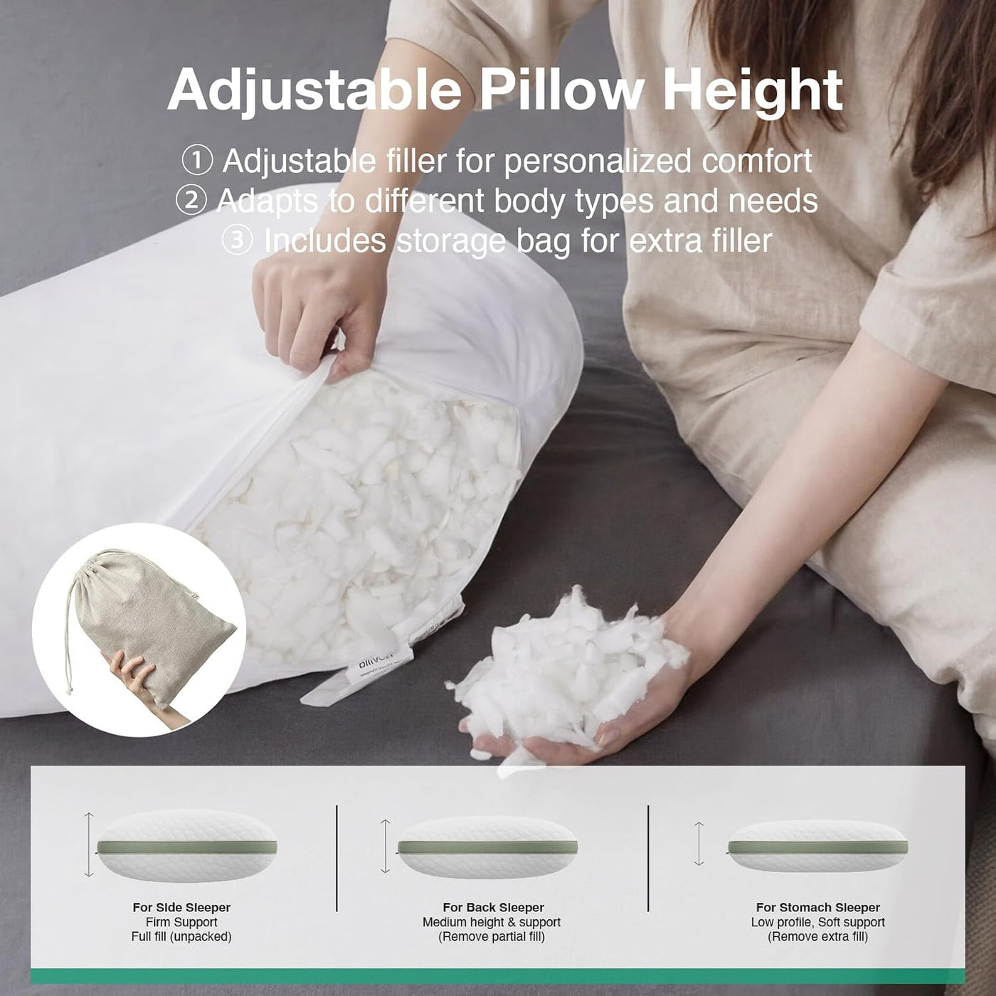 Novilla Tencel - Almohada para dormir lateral para dolor de cuello...