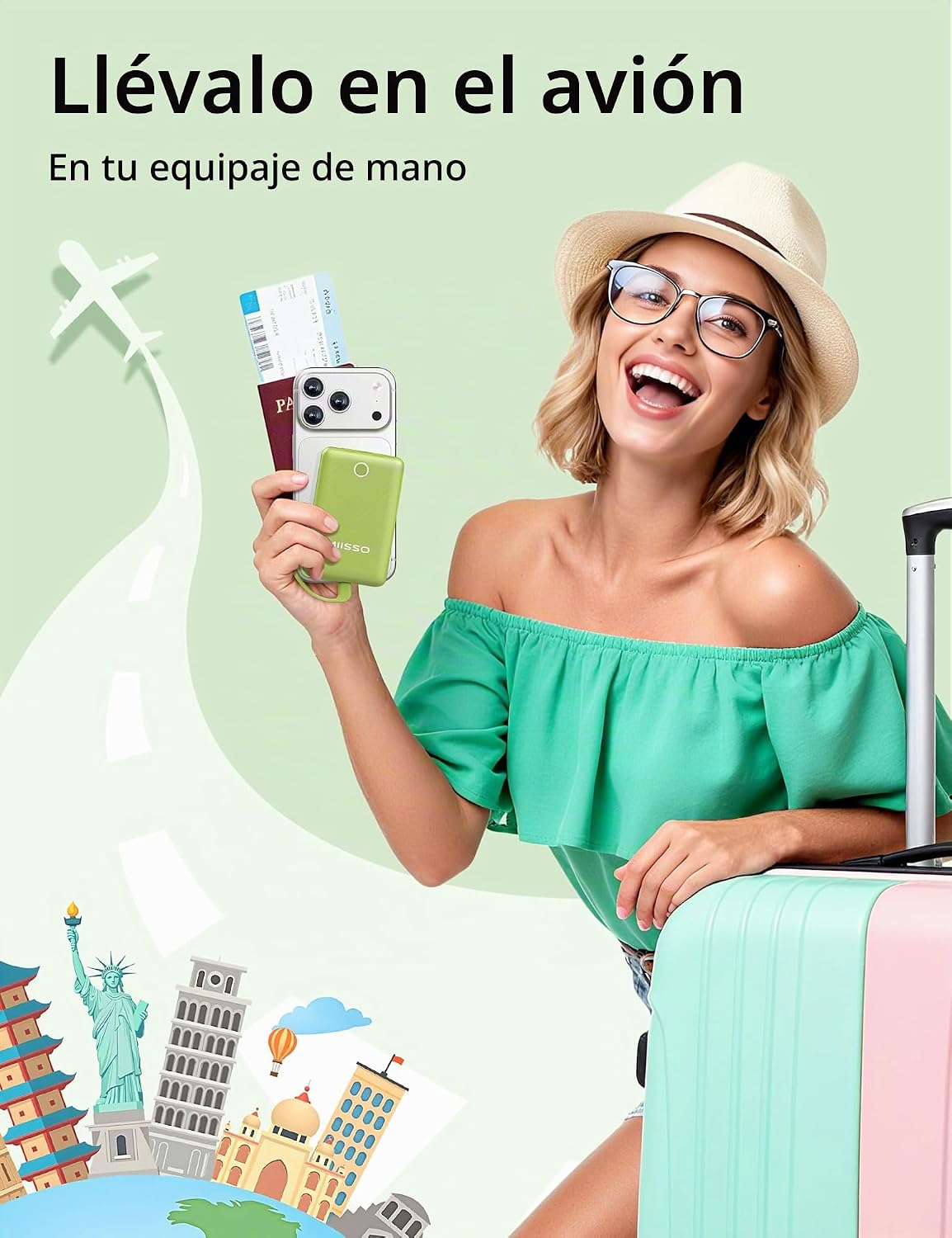 miisso 10000mAh Mini cargador portátil con cable integrado, color v...