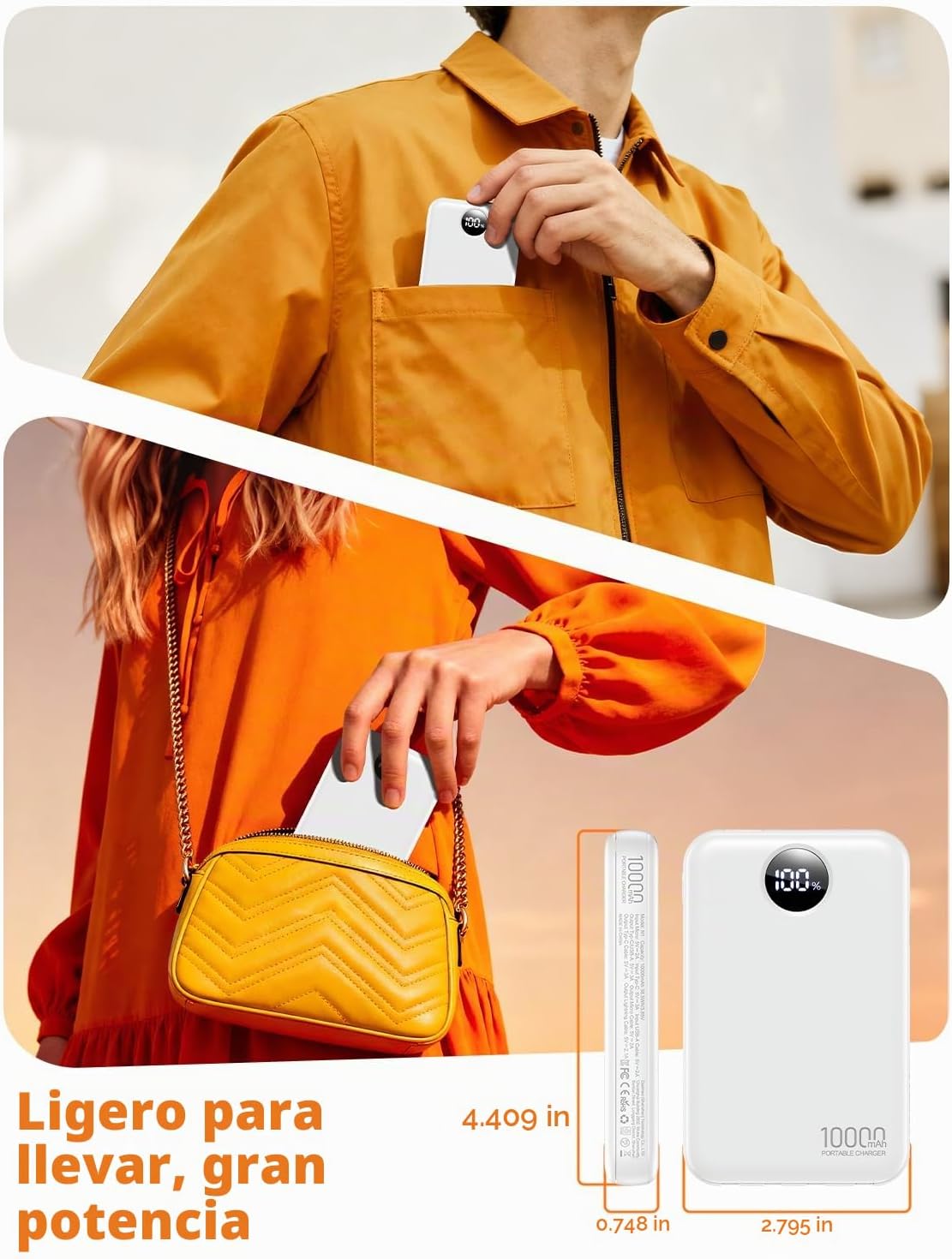 Zmmyuluo Cargador portátil 10000mAh con 4 cables incorporados 40% m...
