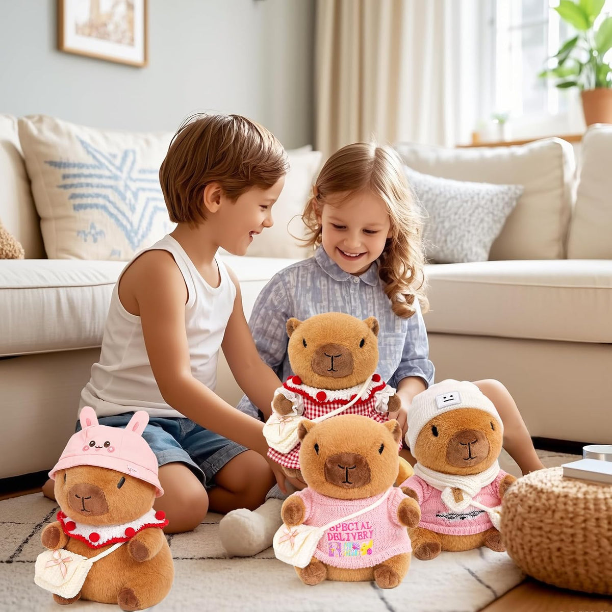 TITQWOP Juguete de peluche Capybara marrón de 10.2 pulgadas con 9 p...