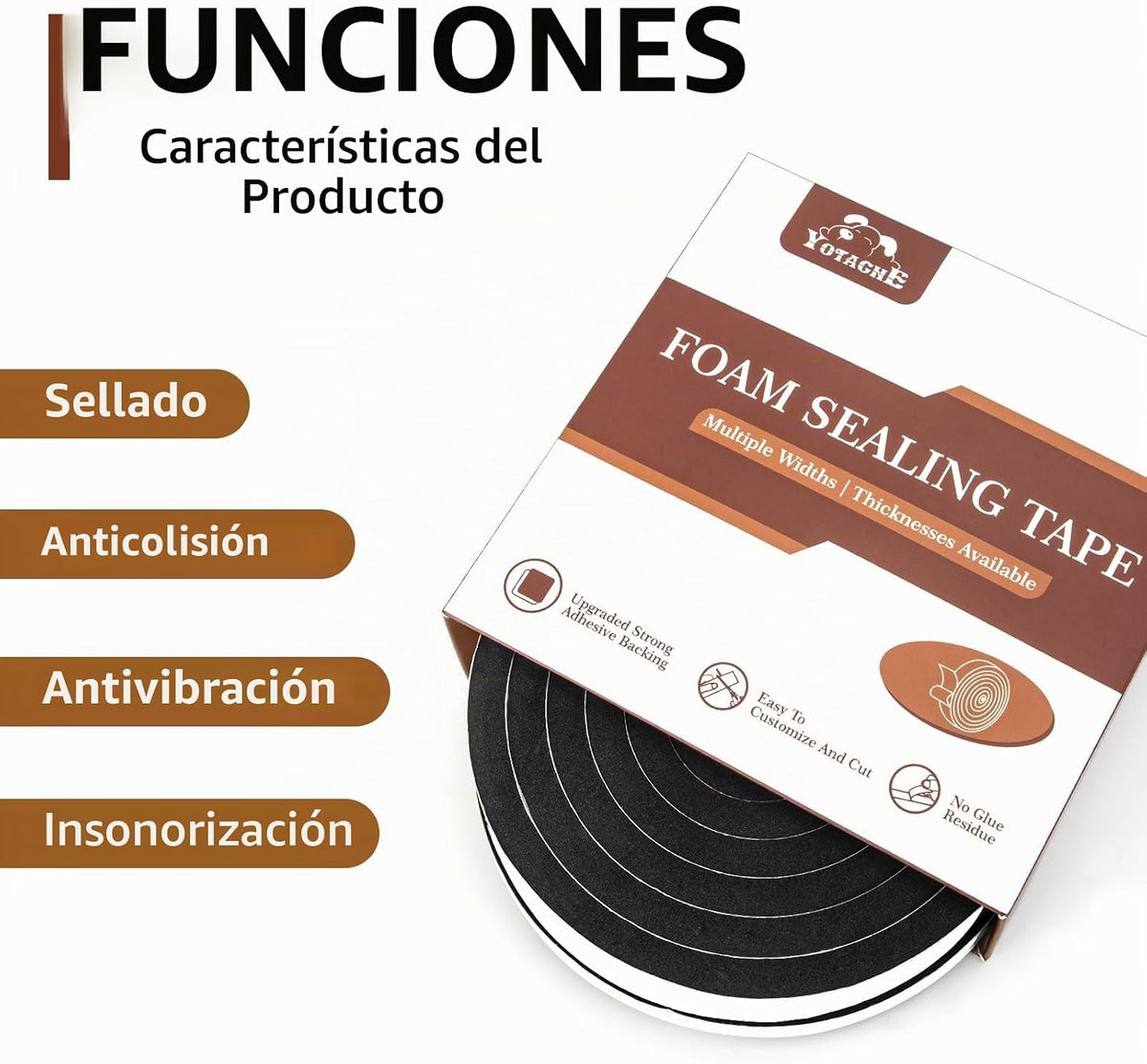 Yotache - 2 rollos de burlete de aislamiento para ventana de 1\/2&#...