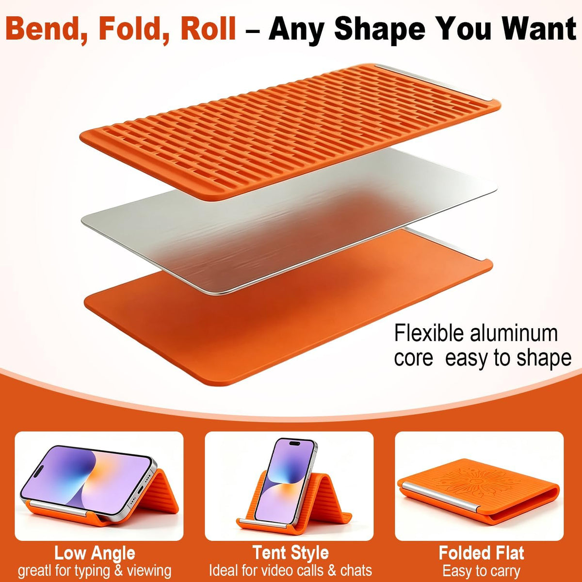 1 soporte de silicona flexible para teléfono, soporte plegable y aj...