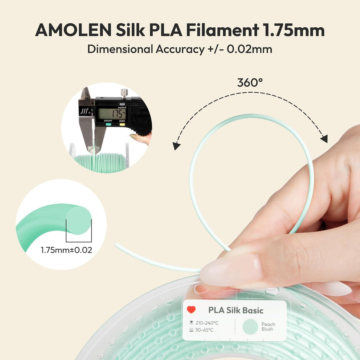 AMOLEN Silk - Paquete de 4 filamentos para impresora 3D, 4 carretes...