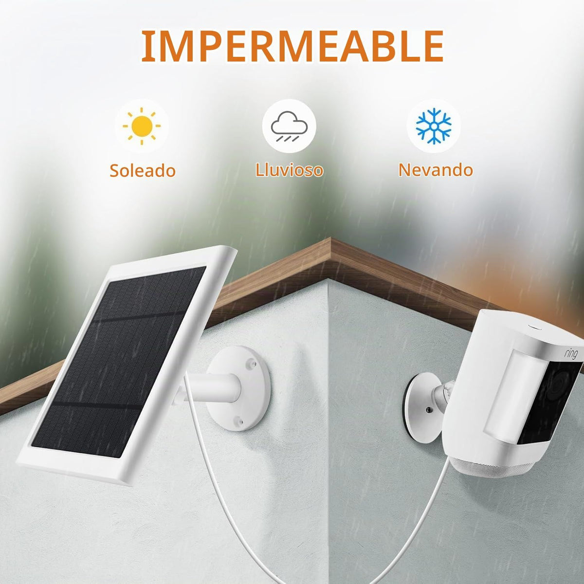 Panel solar para cámara de anillo, paquete de 3 cargadores solares...