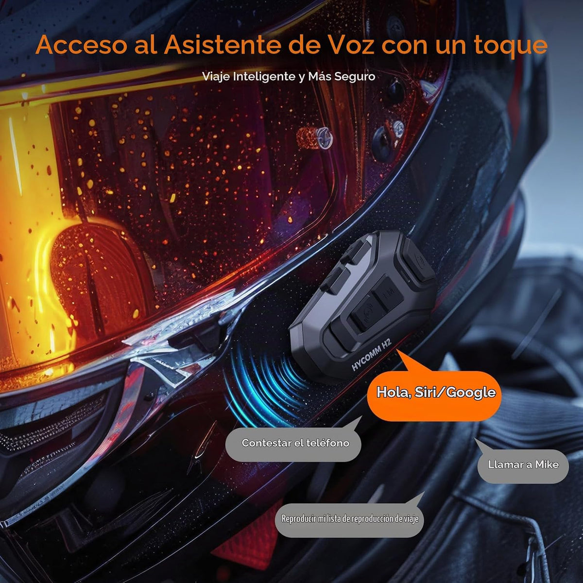 HYCOMM H2 Auriculares Bluetooth para motocicleta, intercomunicador...