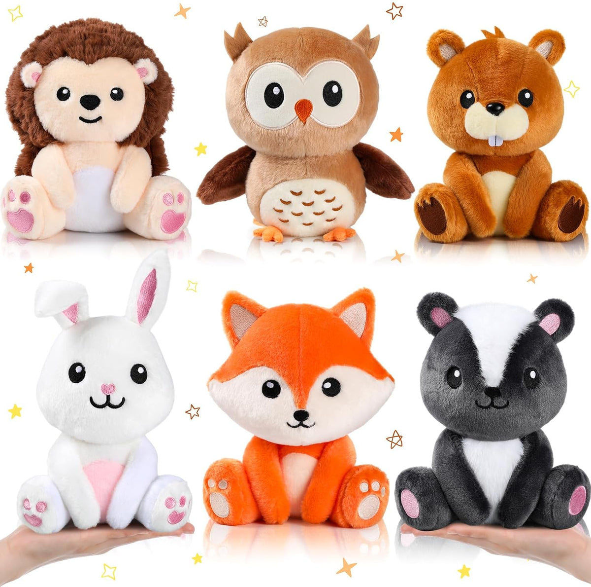 RoundFunny Juego de 6 animales de safari de 7 pulgadas | Búho, cone...