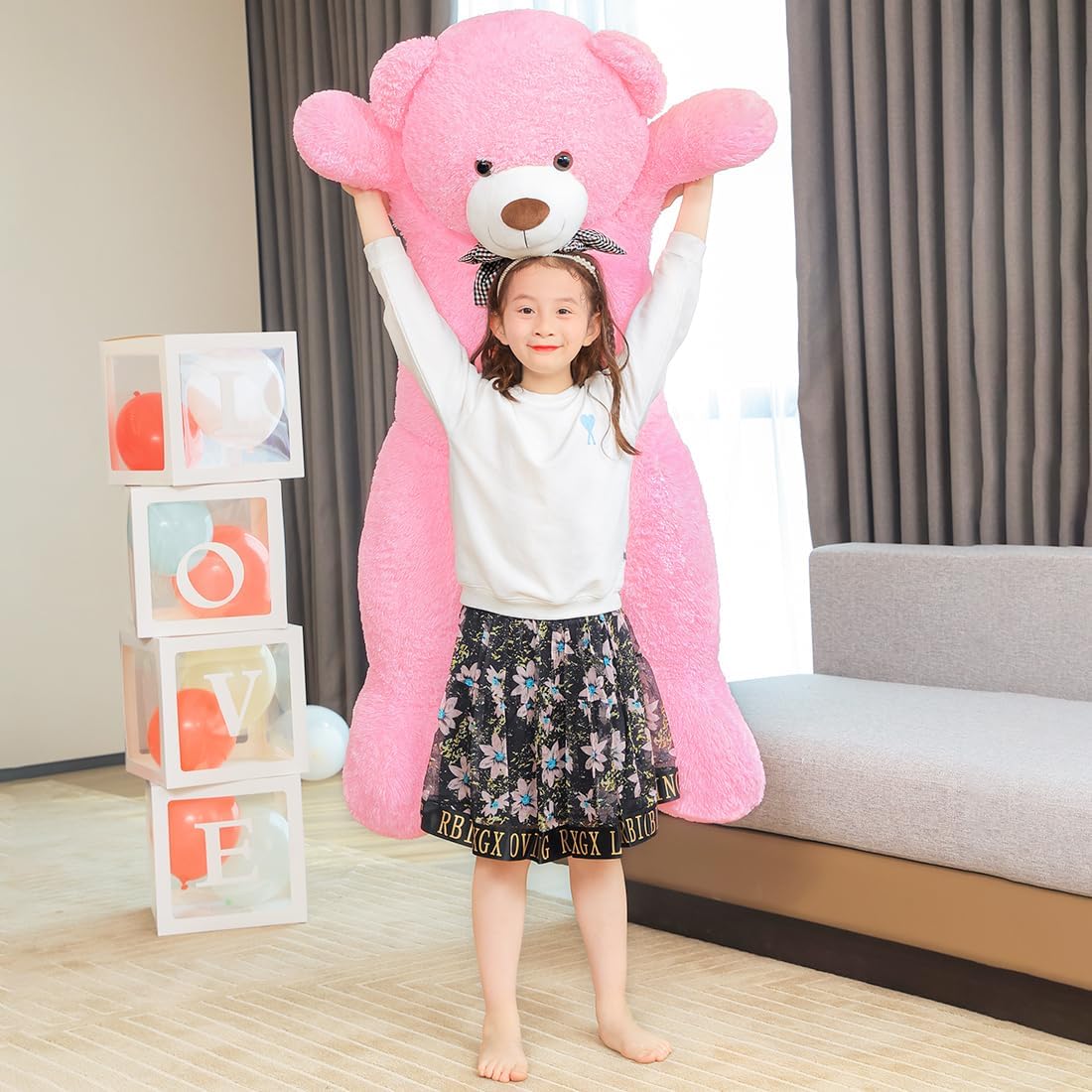 Oso de peluche gigante rosa de 4 pies, lindo animal de peluche gran...