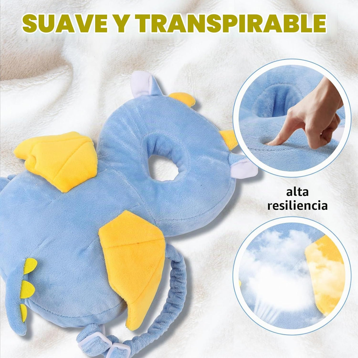 Mochila de protección para la cabeza del bebé, suave y cómoda, boni...