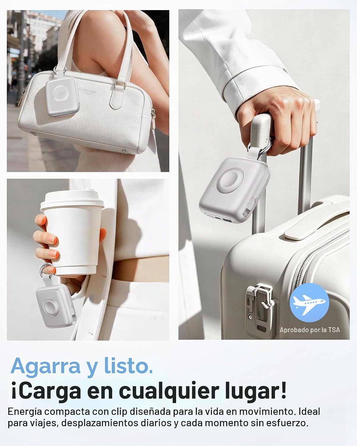 Cargador portátil 3 en 1, más pequeño 10000mAh incorporado cables 2...