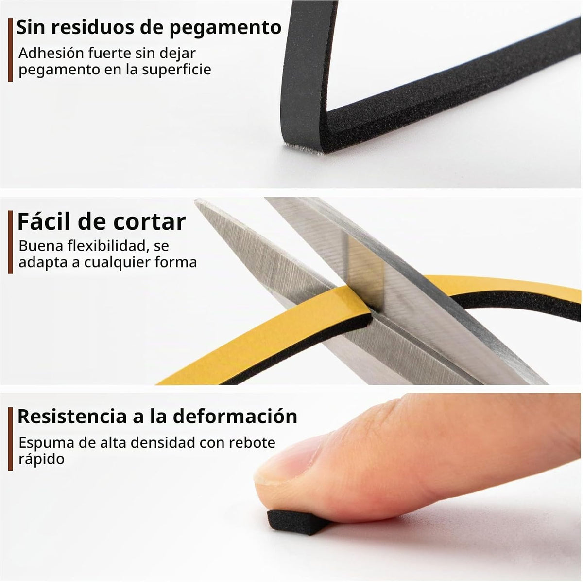 Yotache Cinta de Sellado de Espuma 3 Rollos 1\/4" An x 1\/8"...