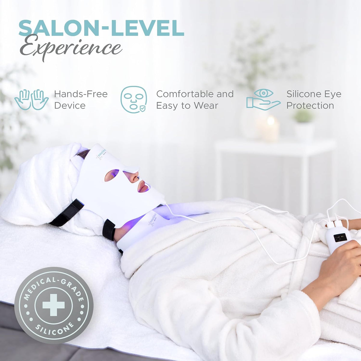 Nourished Bodynskin Máscara facial y cuello con terapia de luz LED,...