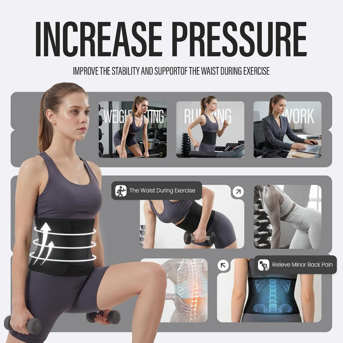 Aimoo Entrenador de cintura para mujeres y hombres, banda de sudor...
