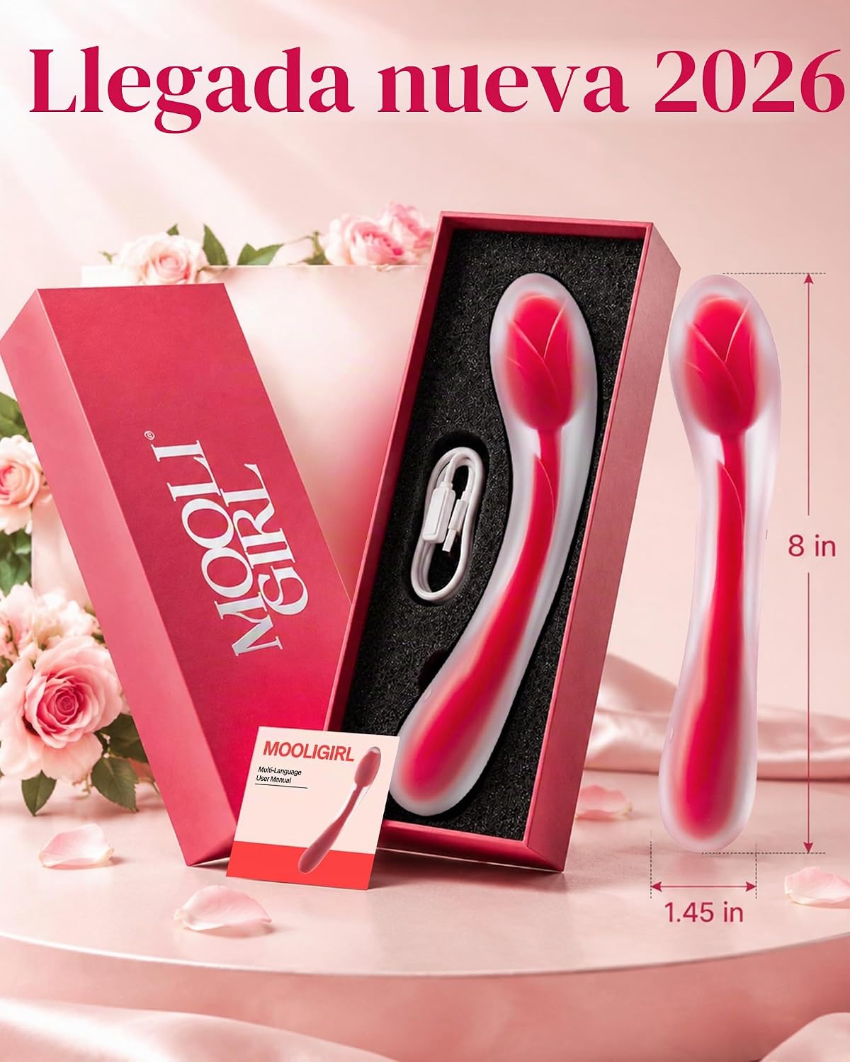MOOLIGIRL Juguetes sexuales Rose para mujer, vibrador de silicona t...