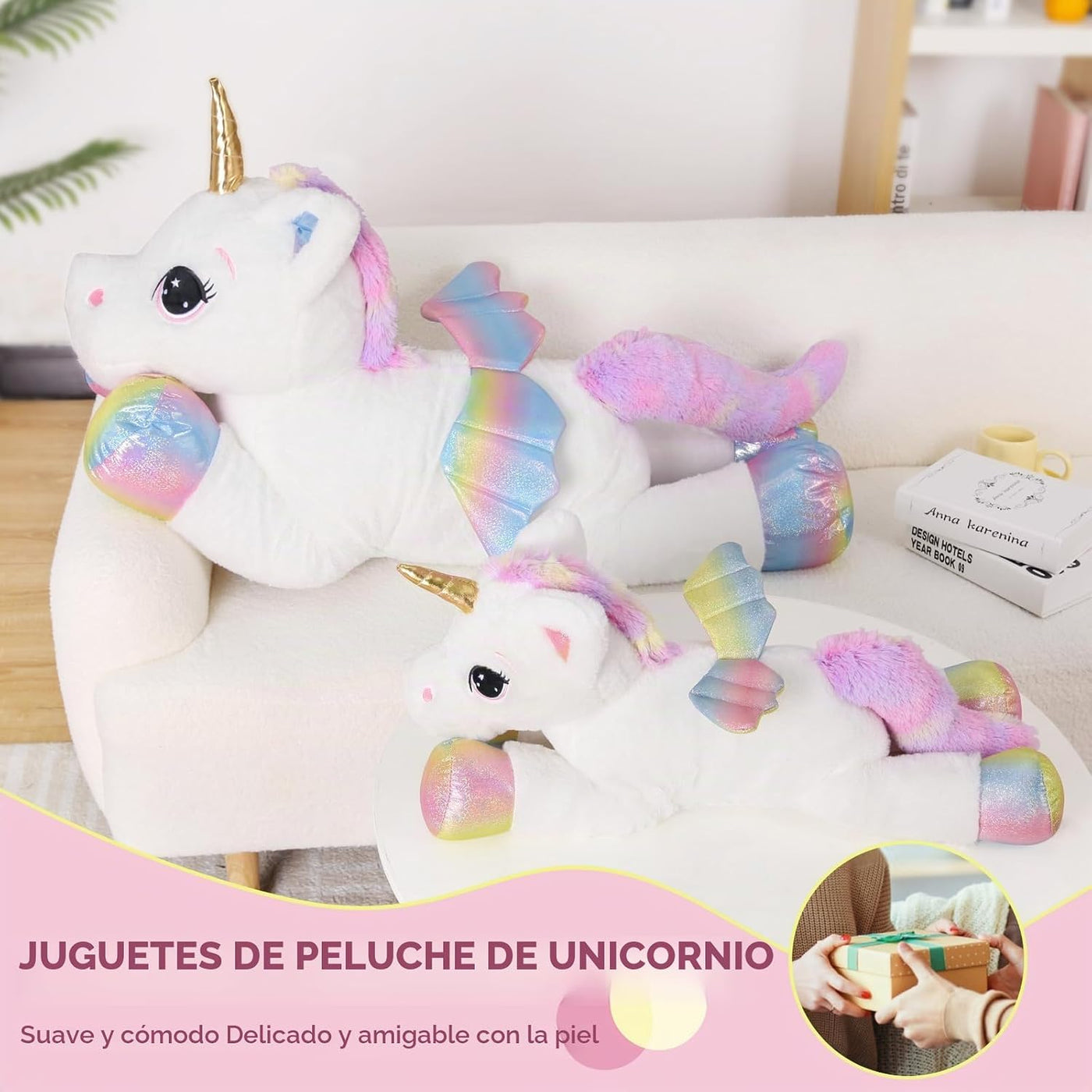 FFxiong Almohada de Juguete de Peluche de Unicornio Grande de 24 Pu...