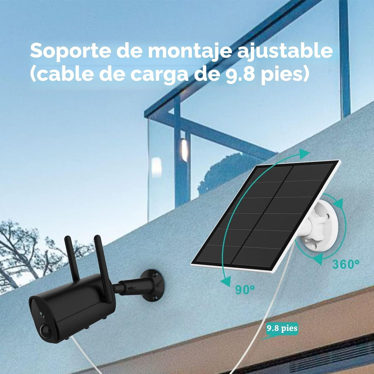 Panel solar para cámara de seguridad, panel solar USB de 5 W compat...