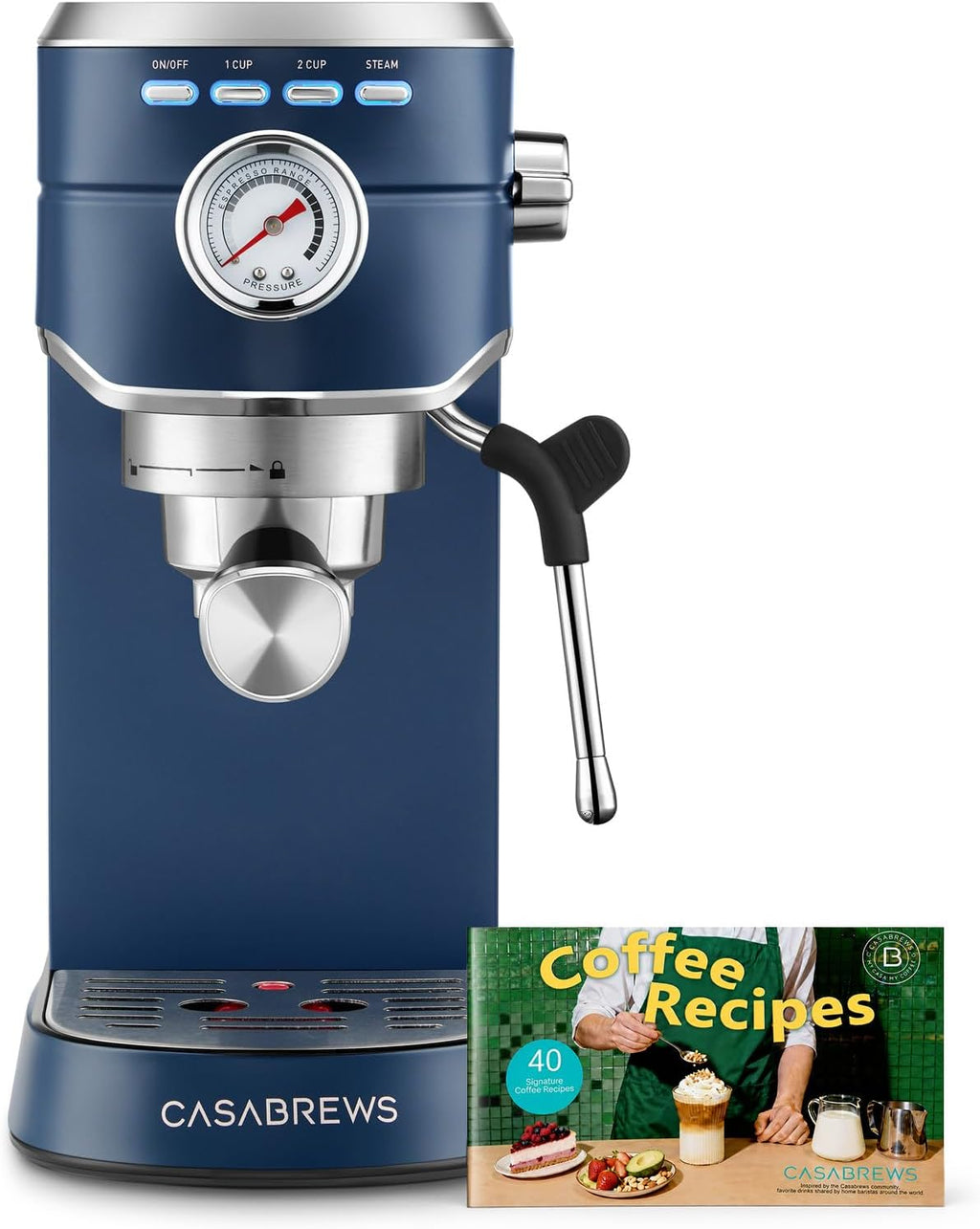 Máquina de espresso CASABREWS de 20 bares, cafetera profesional con varita espumadora de leche, máquina de café espresso con tanque de agua extraíble de 34 oz, regalo para amantes del café