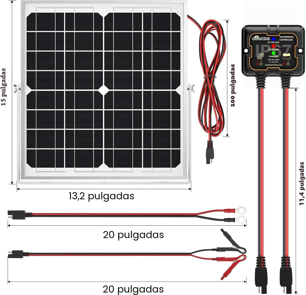 SOLPERK Kit de panel solar, cargador de batería solar impermeable +...