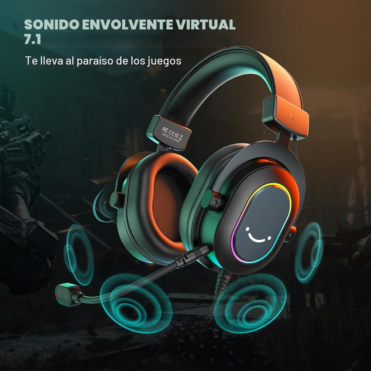 FIFINE AmpliGame H6 Auriculares USB con cable para juegos con RGB d...