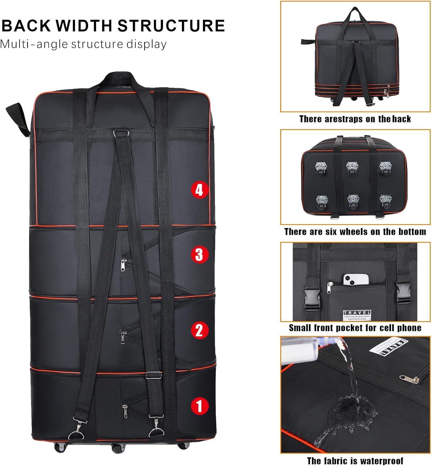 kooldaiwangwang Bolsa de viaje con ruedas, expandible, plegable, bo...