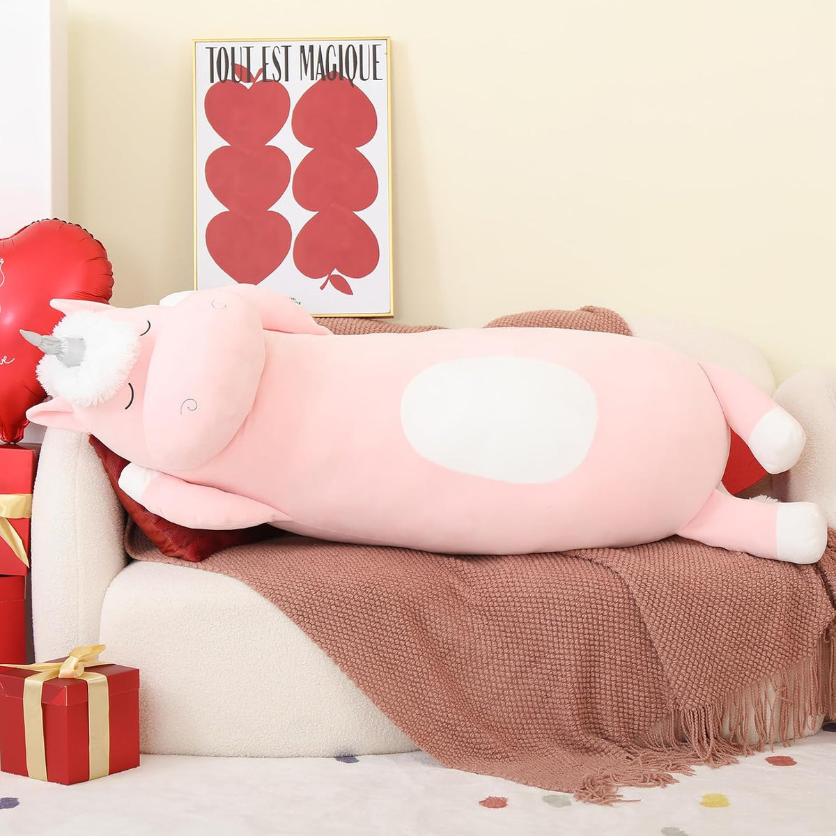 MorisMos Almohada Corporal Gigante de Unicornio de Peluche para Niñ...