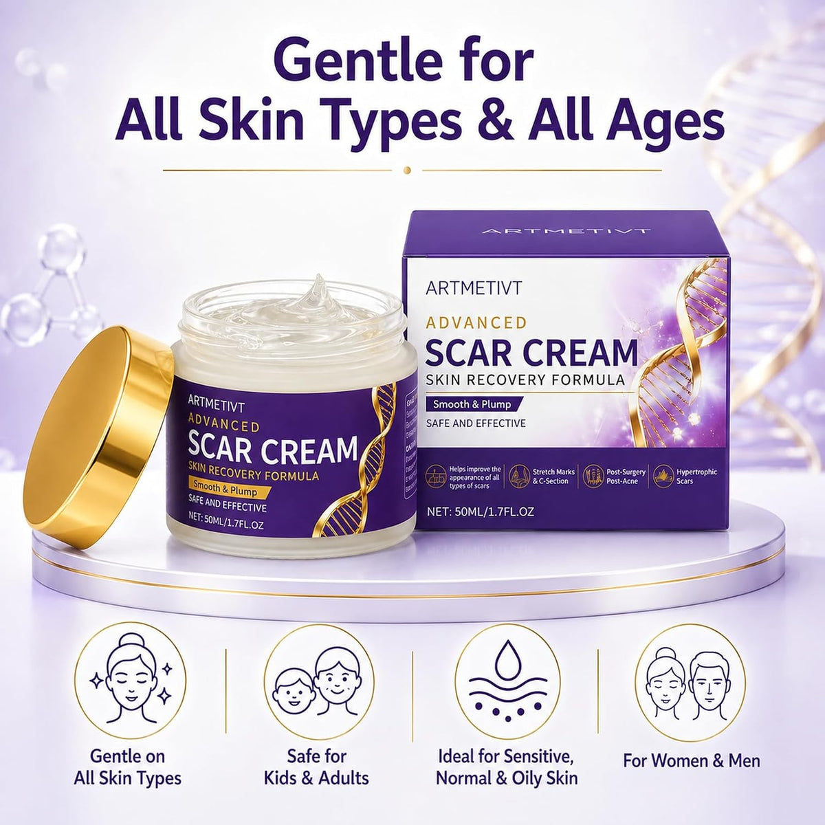 Gel de cicatriz de silicona crema para cicatrices con dimeticona pa...