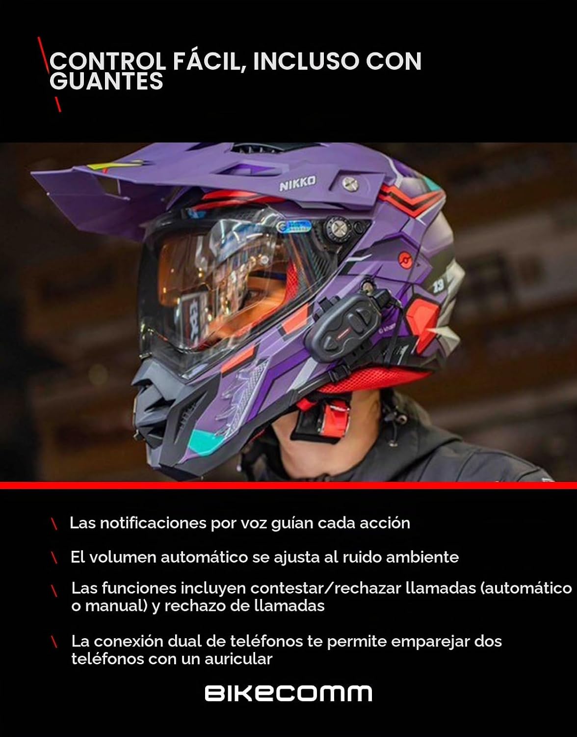 BIKECOMM Salut - Altavoces de casco de motocicleta intercomunicador...