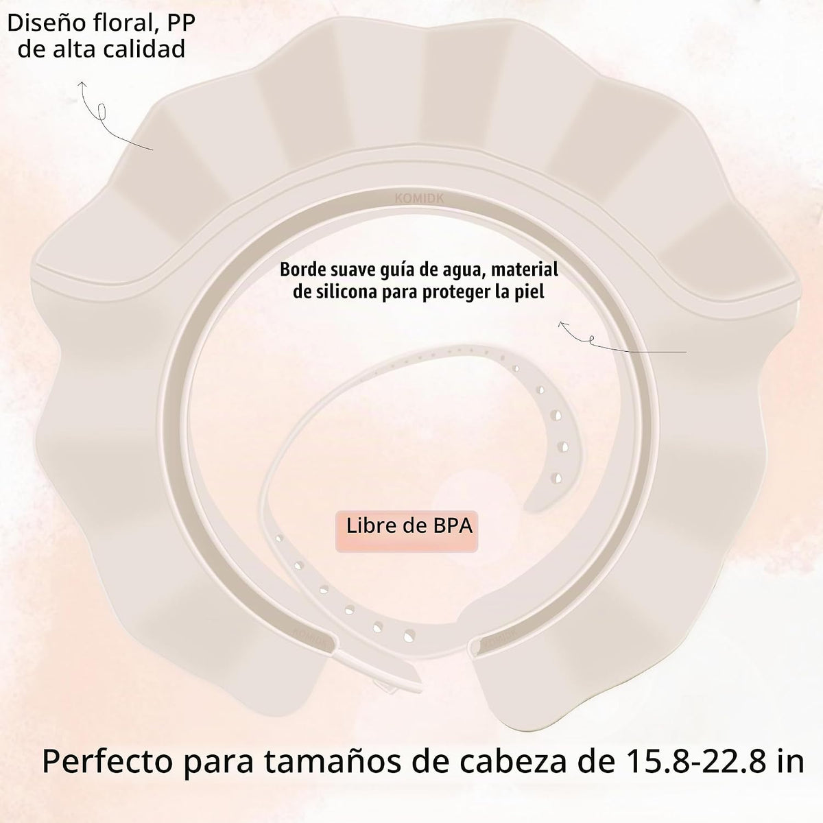 KOMIDK - Gorro de ducha para bebés y niños | Gorro de ducha ajustab...