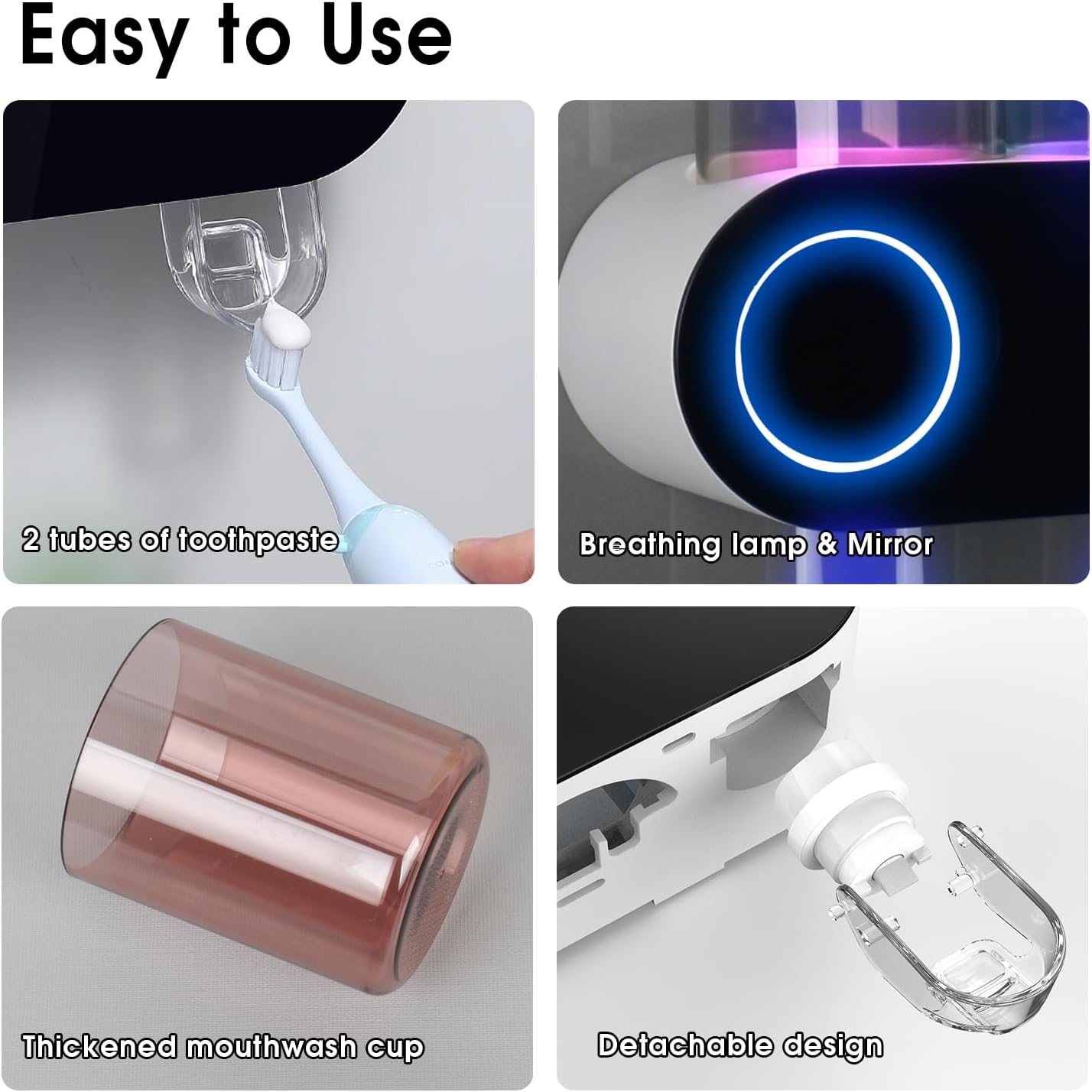 iHave Soportes para cepillos de dientes eléctricos de pared con 3 v...