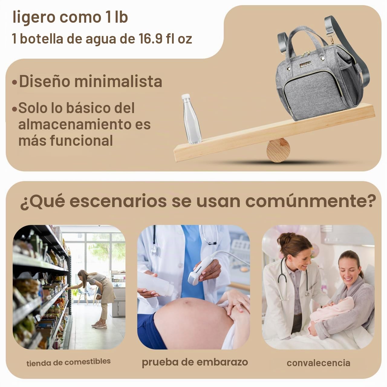 FHELAD - Bolsa de pañales pequeña para mujer, mini bolsa de bebé 4...