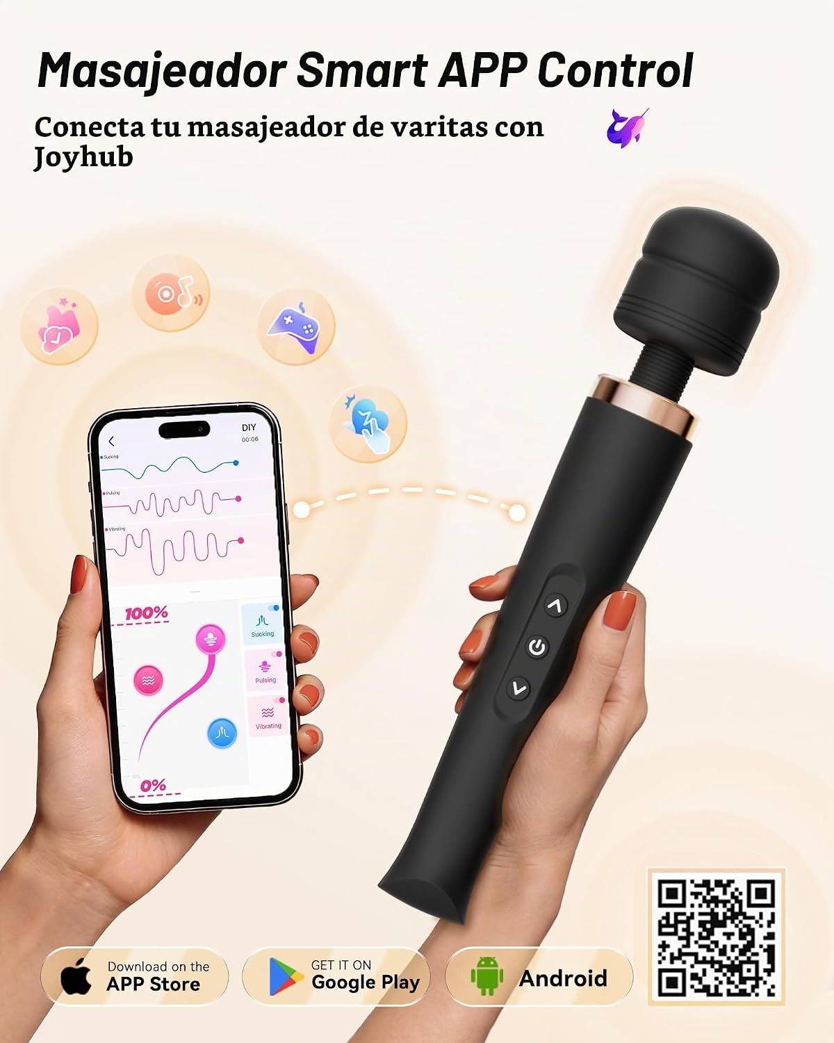 Toendi - Potente masajeador de 12 pulgadas XL con control de aplica...