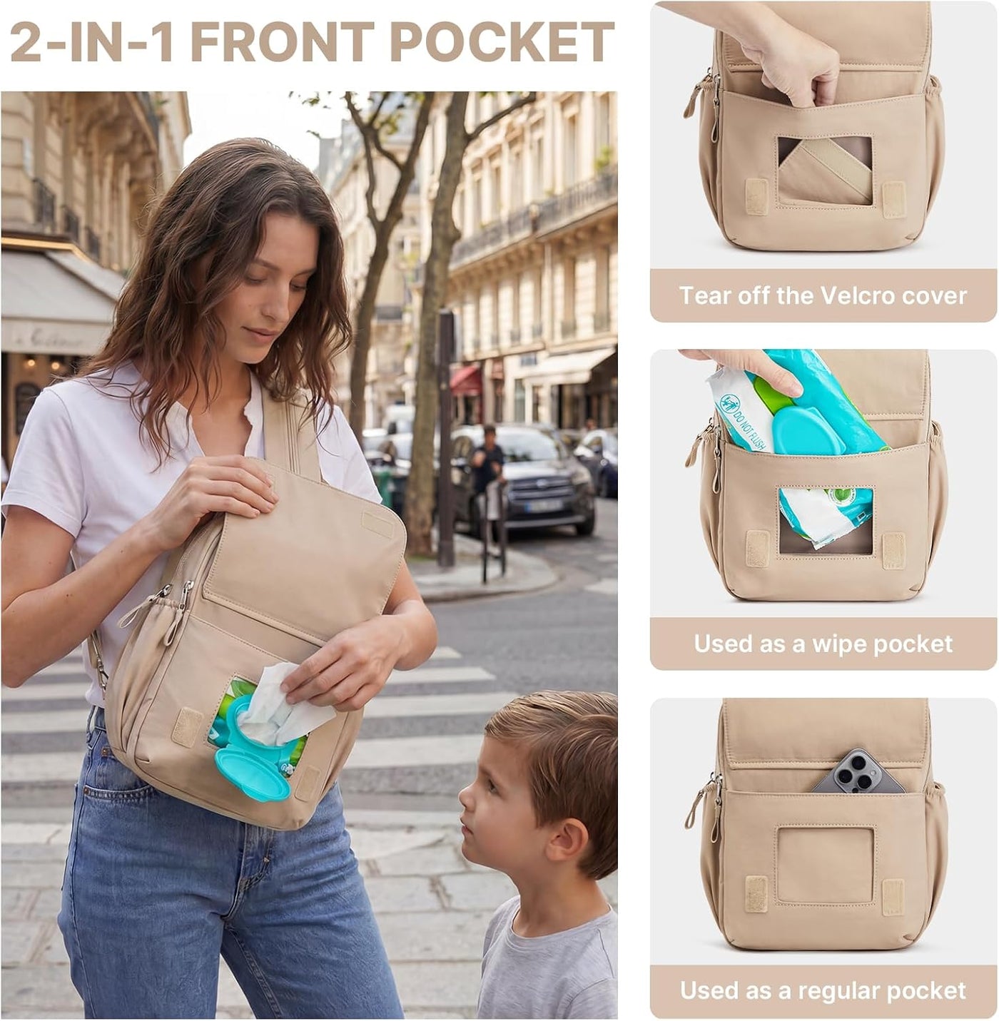 G4Free Mochila pequeña para pañales, compacta, convertible, para mu...