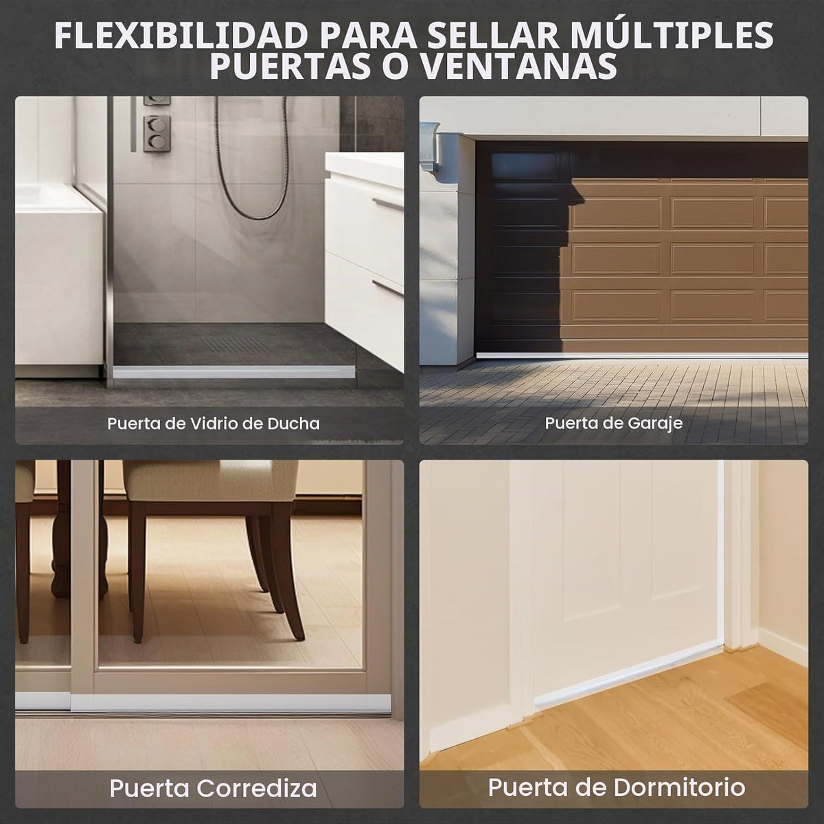 Bruiefpap - Sello de silicona para puerta, tira de sellado mejorada...
