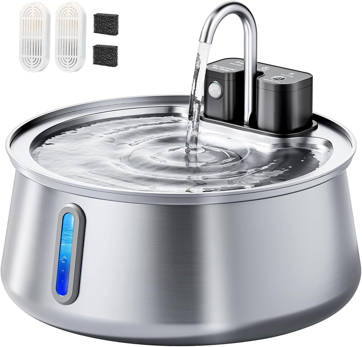 CEESC Fuente de agua inalámbrica para gatos, acero inoxidable, 4L\/...